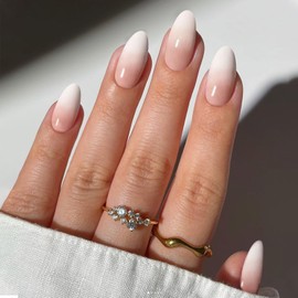 JMEOWIO Gel Nail Stickers Apricot White Gradient Semi Cured Gel Nail Strips Wraps UV/LED Nails Art Design Decoration Accessories