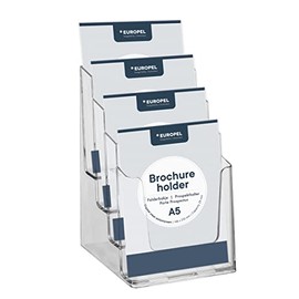 EUROPEL-Brochure Holder, Four Tier Dispenser, A5, Crystal Clear Acrylic, Portrait, 350100