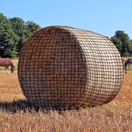 Dayimado Large Round Bale Hay Net, 6x6 Ft Sturdy Hay Net Slow Feed for Horses, Fits Round Bales 5x5-6x6 or Square Bales 3x3x8-4x4x8 with 1.5" Holes