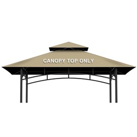 Grill Gazebo Replacement Canopy Top Only - 5' x 8' Outdoor BBQ Gazebo Canopy Roof, Waterproof Double Tiered Shelter Cover Fit for Model L-GG001PST-F (Khaki, 5x8)