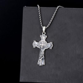 Shusukue 925 Sterling Silver Unisex Necklace Star of David Baseball Viking Wolf Skull Cowboy Hat Necklace Jesus Saint Benedict Faith Necklace Devil Eye Necklace Protector, Sterling Silver