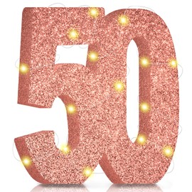 50th Birthday Decorations for Women,50th Anniversary Decorations, Rose Gold Pink Glitter 50th Birthday Party Centerpieces for Table Decorations, 50 Table Topper Decor