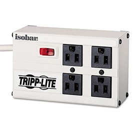 Tripp Lite Isobar 4 Outlet 120V Surge Suppressor. ISOBAR 4 4OUT STRIP $50K ULTRA COMPACT 6FT CORD 2200J METAL SURGE. Receptacles: 4 x NEMA 5-15R - 3330J