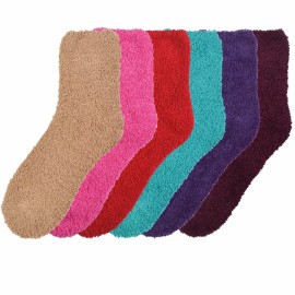 6pair Women Dailywear Cold Fuzzy Cozy Plush Soft Slipper Socks Warm Winter 9-11