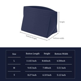 Chispee Felt Purse Organizer Insert for Longchamp Totes, Luxury Handbag Organizer with Zipper and Multi-Pockets, Inner Bag Liner for Medium Handbags, Navy Blue