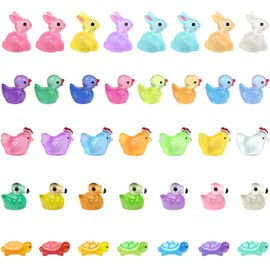 Yornoli 50 Pack Resin Animals, Tiny Glow in the Dark Mini Resin Animals Mixed Assorted Figures for Fairy Garden, Aquarium, Dollhouse & Crafts (Random Color)