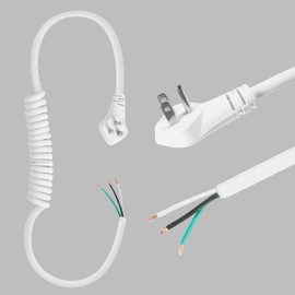 Iron Forge Cable 15 Amp White Replacement Coiled Extension Cord 8.5 ft - SJEOW Oil Resistant & Flat Plug 3 Prong, 12 Gauge Coiled Cord for Outdoor & Indoor