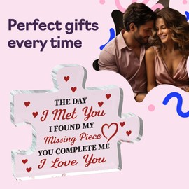 Girlfriend Gifts - Missing Piece - Acrylic Jigsaw Puzzle Plaque Anniversary Christmas Cute Keepsake Romantic Gift for Girlfriend Boyfriend Wife Husband, 100mm x 100mm Present from Partner