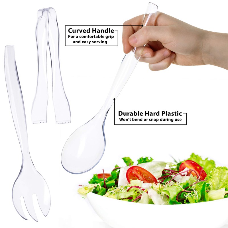 HD Disposable Serving Utensils Set (12), 10' Spoons, 6.5' Tongs,