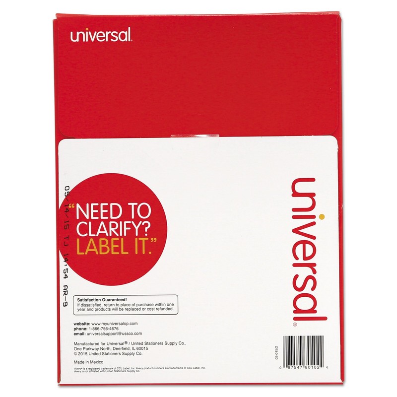 UNV80102 - Universal Laser Printer Permanent Labels