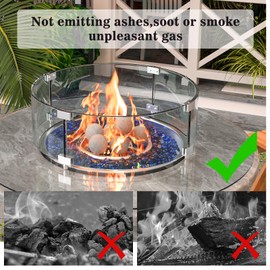 GRISUN 5-Inch Grey Round Ceramic Fire Balls – Tempered Firepit Spheres for Natural & Propane Fireplaces, Safe for Indoor & Outdoor Use, Reusable Set of 6 Decorative Fire Pit Accessories