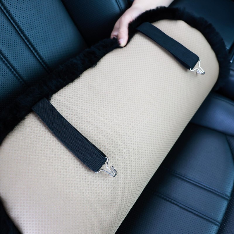 OGLAND Black Genuine Sheepskin Car Seat Cover for Fuzzy Fur