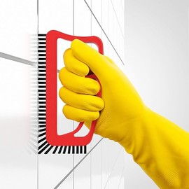 Fuginator Scrub Brush for Tile and Grout: Stiff Nylon Bristle Scrubbing Brush - Bathtub and Shower Scrubber for Floor Joints and Tile Seams - Cleaning Brush (Red/Black)