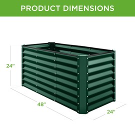 Best Choice Products 4x2x2ft Outdoor Metal Raised Garden Bed, Deep Root Planter Box for Vegetables, Flowers, Herbs w/ 119 Gallon Capacity - Dark Green