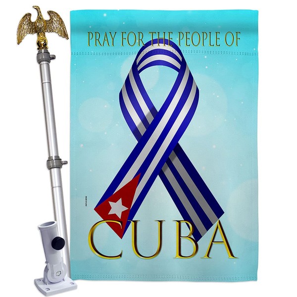 USA Decoration Pray for Cuba House Flag Eagle Set Support