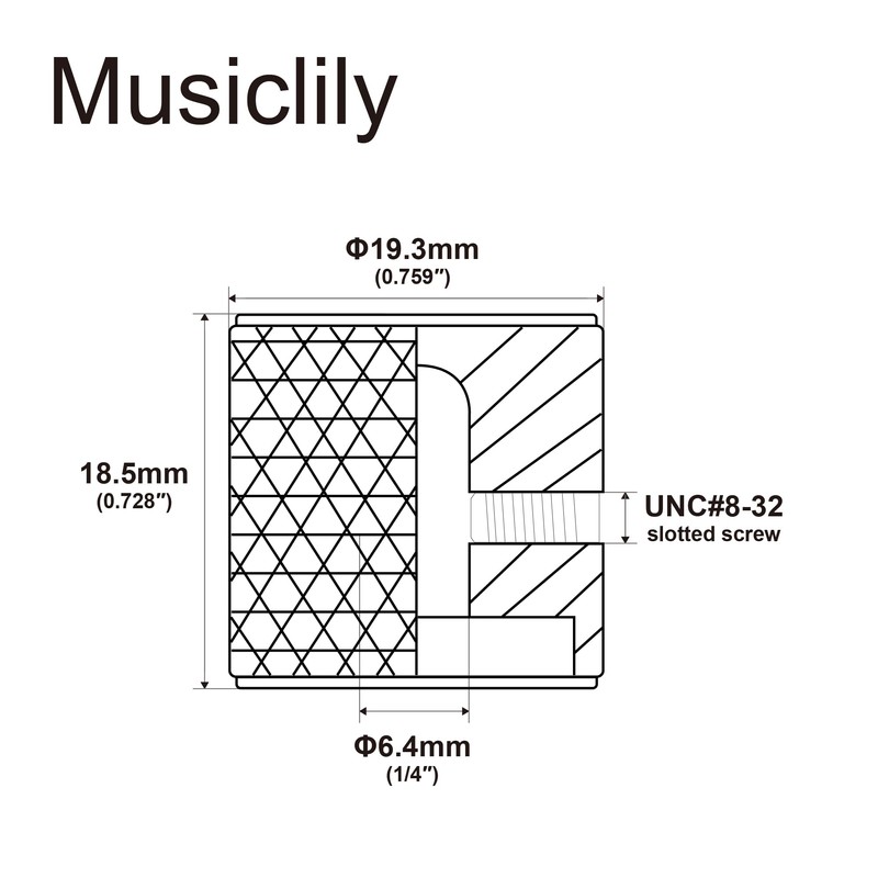 Musiclily Pro 1/4 Inch Aluminium Universal Guitar Knobs Potato Knobs