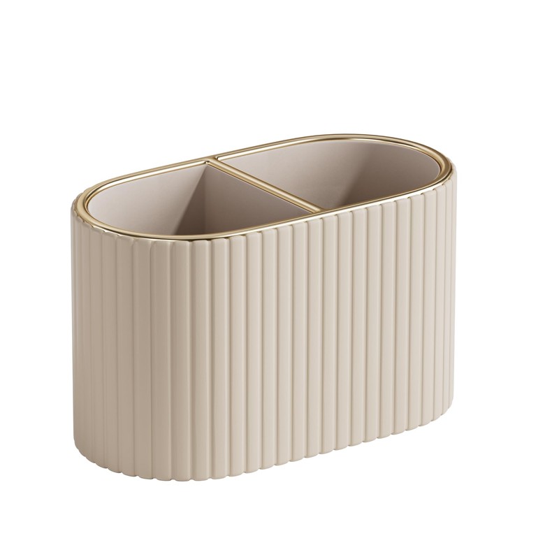 KINGFOM Makeup Brush Holder Organizer with Divider, PU Leather Vanity