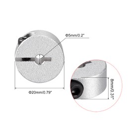 MECCANIXITY Shaft Collar 0.2 Inch Bore Single Split Aluminum Clamping Collar Shaft Collars with Set Screw Silver Tone 4 Pack