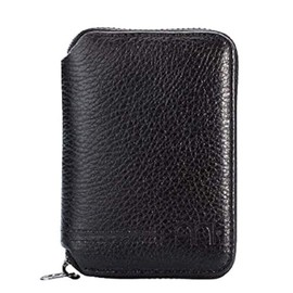 Anı Yüzük Genuine Leather Men's Zip Wallet, Black, black, Modern