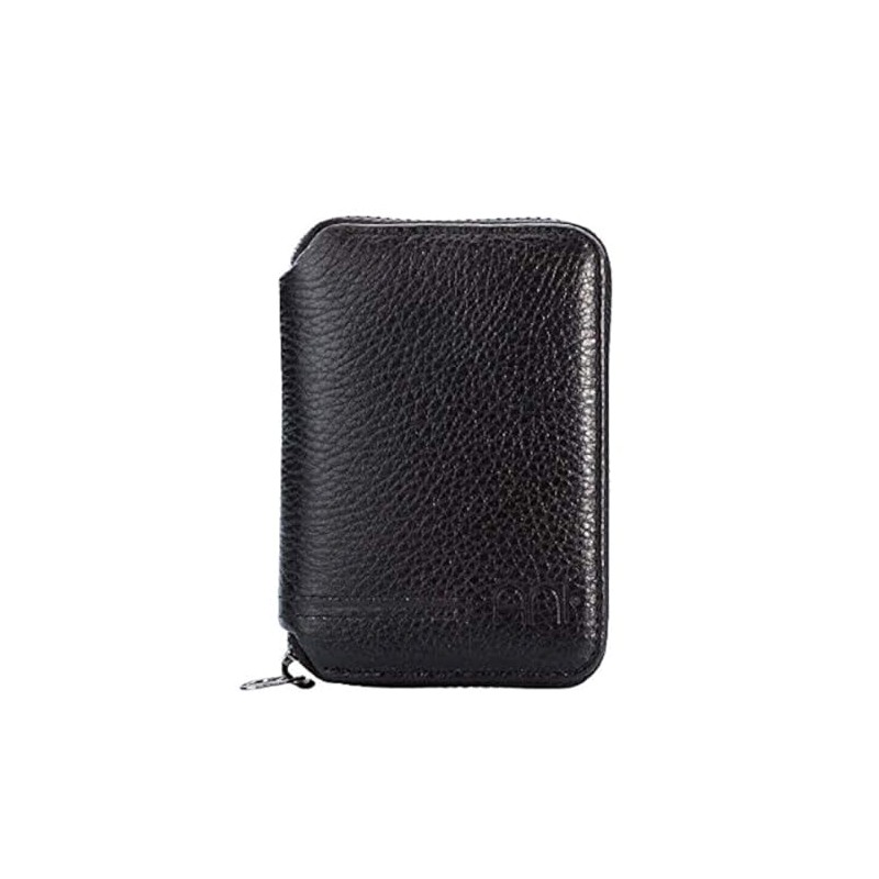 Anı Yüzük Genuine Leather Men's Zip Wallet, Black, black, Modern