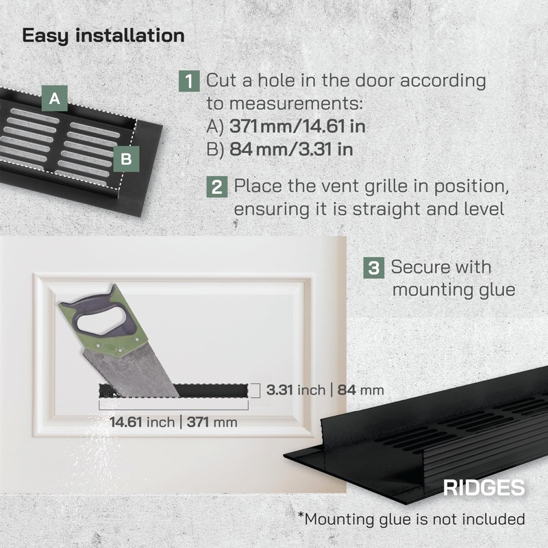 Vent Systems 15.75 x 3.94 (Outer Size) Rectangular Door Vent