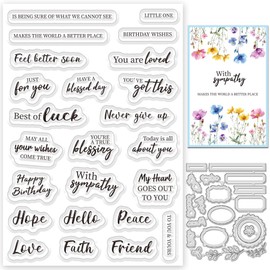 ACRNIGHEET Sentiments Clear Stamps and Metal Cutting Dies for Card Making Greeting Words Silicone Stamp and Die Cuts Set Blessing Words Transparent Stamps for DIY Scrapbooking Paper Craft Supplies