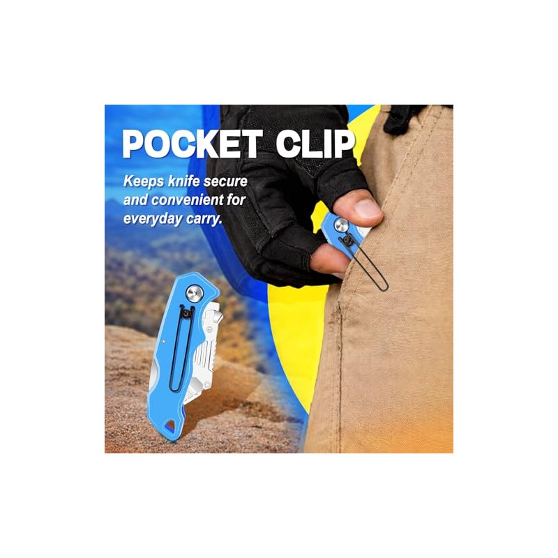 Box Cutter, Quick Change Folding Box Cutter with Clip, Folding