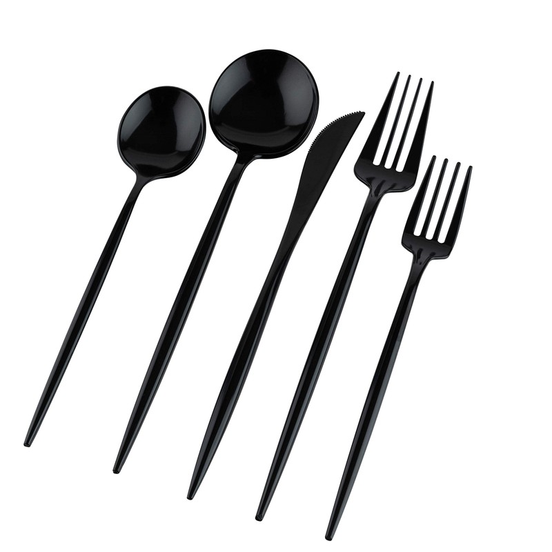 Novelty Modern Flatware Cutlery Combo Set (Black, 80)