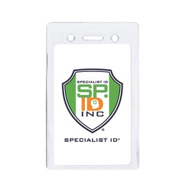 5 Pack - Premium Vertical Prox Card Holders - Lock Top Load Clear Plastic Proximity Badge Pouches for Single Card - Work I'd, Nurse Name Badge and More by Specialist ID