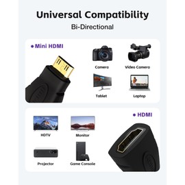 VCE HDMI Adapter 2-Pack, Mini HDMI to HDMI, 4K Support, Gold Plated, Compatible with Raspberry Pi, Camera, Camcorder, DSLR, Tablet, Video Card