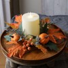 mdgfge Thanksgiving Artificial Pumpkins Berries Candle Ring Wreath Fall Pillar