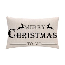 7COLORROOM Set of 2 Merry Christmas Pillow Covers Christmas Deer/North Pole Pattern Rectangular/Waist Cushion Cover Farmhouse Christmas Decor Winter Holiday Pillowcases 12" x 20"