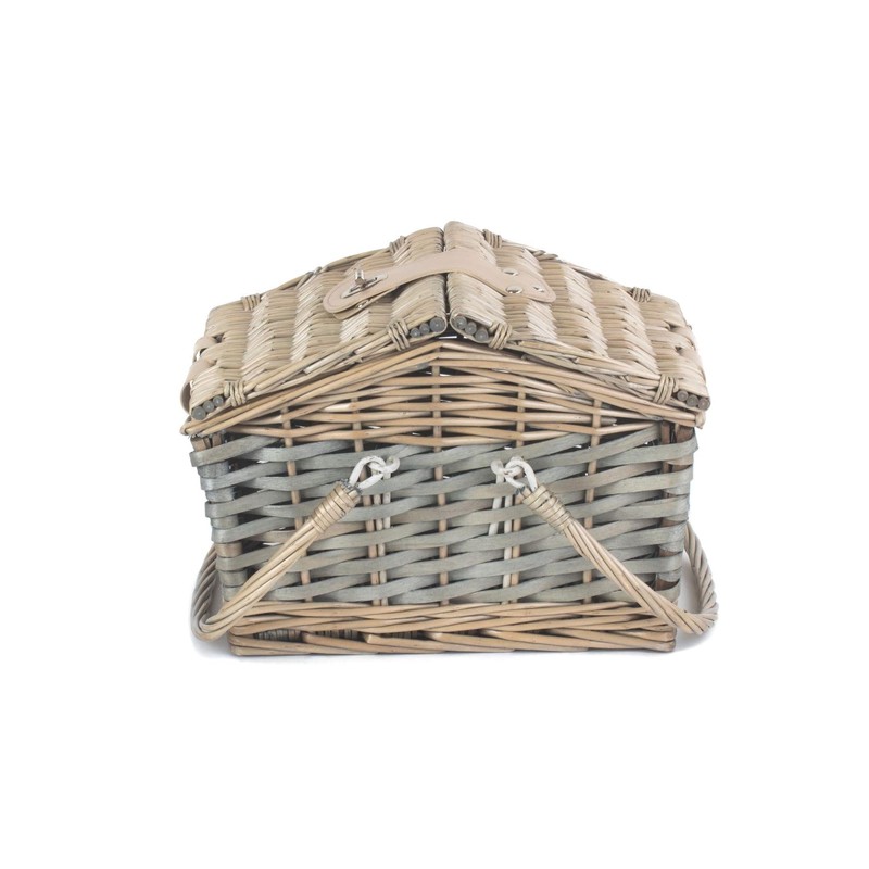 Red Hamper Poplar Antique Wash Swing Handle Picnic Basket, Brown