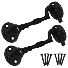Cabin Hook and Eye Black Cast Iron Heavy Duty 100mm/4 Inch Pack of 2