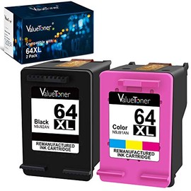Valuetoner Remanufactured Ink Cartridge Replacement for HP 64 XL 64XL for Envy Photo 7858 7855 7155 6255 6252 7120 6232 7158 7164 Printer (2 Pack)