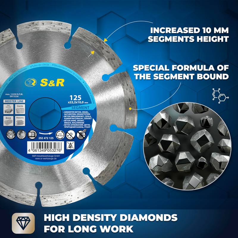 S&R Diamond Cutting Disc Pro, Diamond blade 125 x 22,23