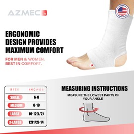 AZMEC Ankle Support Sleeve Open Heel, Light Elastic & Breathable Knitted Fabric for Sprained Ankle, Achilles Tendonitis, Plantar Fasciitis, & Injured Foot Medium Compression - For Men Women Kids -
