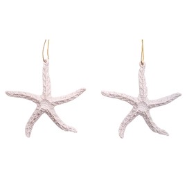 White Starfish Christmas Ornaments, Set of 2, Nautical Theme, Holiday Décor, 3 Inches
