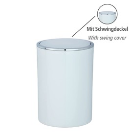 WENKO Inca White Swing Lid Bin, Waste Bin with Swing Lid, Capacity: 5 litres, ABS Plastic, 18.5 x 25.5 x 18.5 cm, White