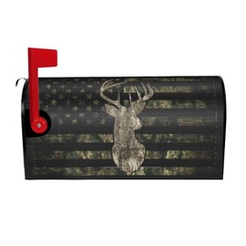 GONGTAOMO Retro Patriotic American Flag Deer Mailbox Covers Magnetic Mailbox Wraps Post Letter Box Cover Standard Oversize 21"X18"/25.5" X 21" Mailwrap Garden Home Decor