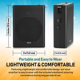 Portable Mini Voice Amplifier, Built-in Rechargeable Wired Portable Microphone and Speaker with Waist-Band, Bluetooth Megaphone PA System Supports MP3, Aux for Teachers, Trainers, Presenters