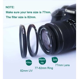 77mm-82mm Step Up Ring [77mm Lens to 82mm Filter], FANZR Camera Lens Filter Adapter Ring Lens, Premium Aluminum (2 Pack)