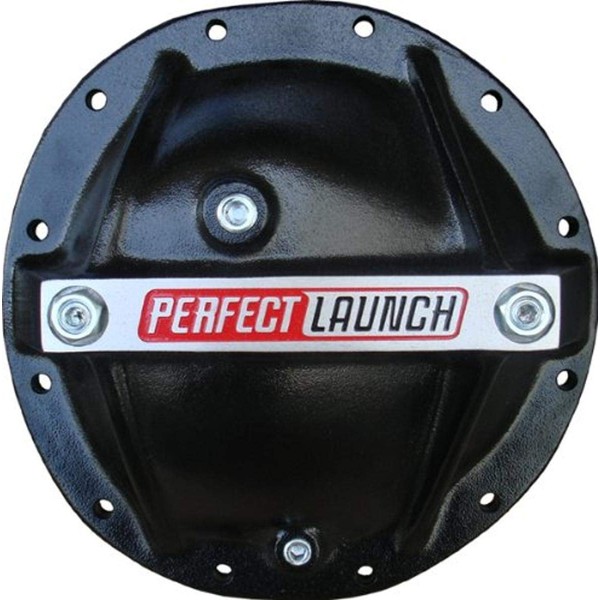 Proform 69502 Black Aluminum Passenger Car Differential Cover with Perfect Launch Logo and Bearing Cap Stabilizer Bolts for GM