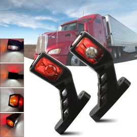 Krtopo 2X 9LED Side Marker Lights 24V Trailer Side Lamp Three -Sided Three colors Warning Yellow White Red light for Truck RV Caravan