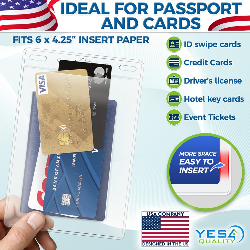 Yes4Quality - Vertical Passport & ID Badge Holder - 4x6