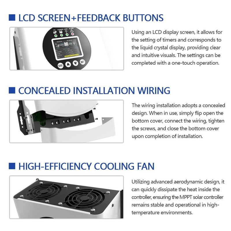 SOGTICPS 60A MPPT Solar Charge Controller 12V 24V 36V 48V