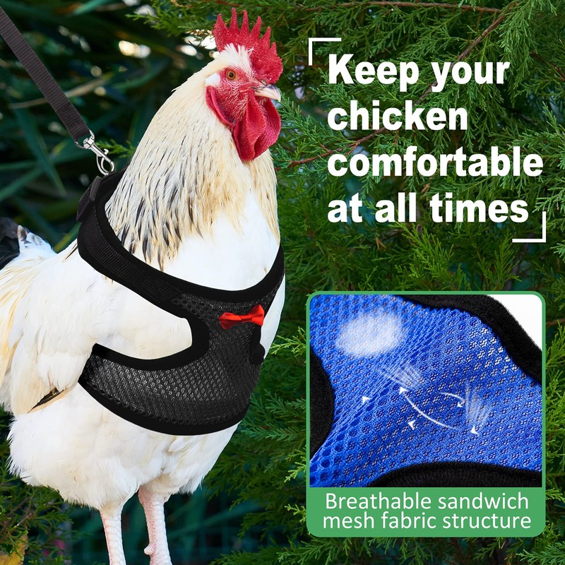 Adhafera Chicken Harness with Leash, Upgraded Double Adjustment Chicken Harness