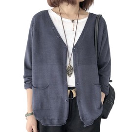 Doors Women's Knit Cardigan Short, Casual, V-Neck, Overlay, Layered, Autumn, Winter, navy