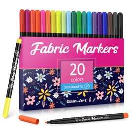 Gain-Art Fabric Markers Permanent for Clothes, 20 PCS Fine Tip Fabric Paint Pens, Non-Toxic Fabric Paint Markers for T-shirts Sneakers Canvas Bags and Textiles