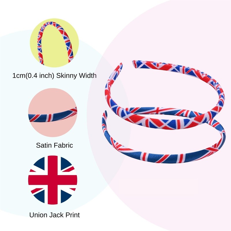 Basic Sense Union Jack Skinny Headbands, UK Flag Hair bands,